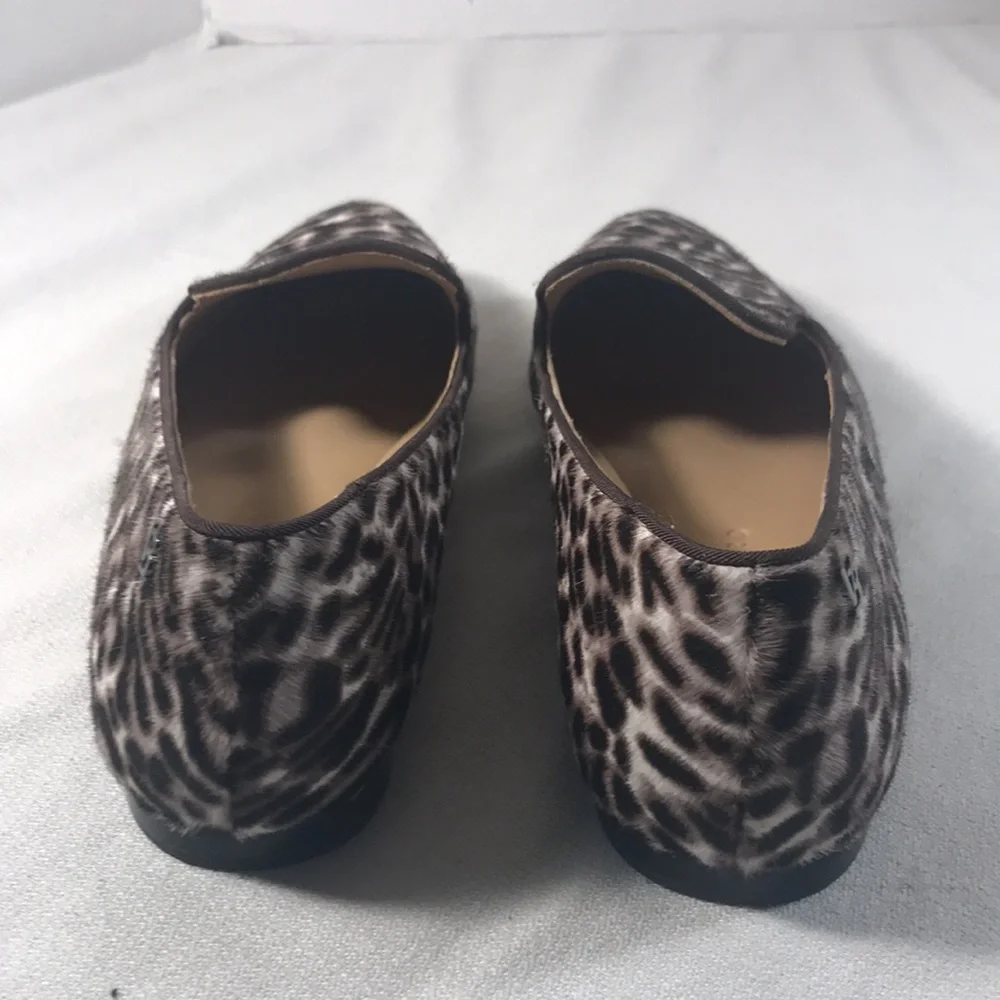 Veronica Beard Griffin Brown Leopard Print Calf Hair Women's Slip On Loafers